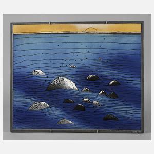 Arabia Finnland Bildplatte mit Meerlandschaft