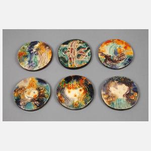 Sechs Plaketten Heinz Werner