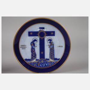 Hutschenreuther Paar Wandteller "Oberammergau 1922"
