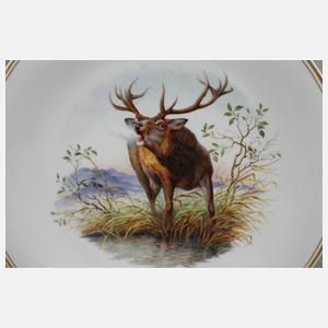 Meissen Wandteller mit Wildmalerei