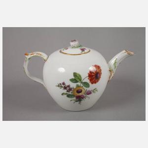 KPM Berlin Teekanne und zwei Tassen "Blumenbukett"