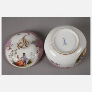 Meissen Zuckerdose mit Watteauszene