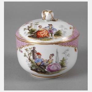 Meissen Zuckerdose mit Watteauszene