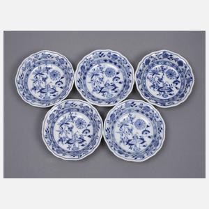 Meissen fünf Dessertschalen "Zwiebelmuster"