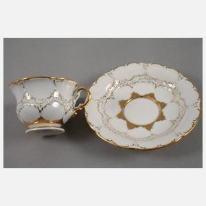 Meissen Mokkatasse und Untertasse "B-Form"