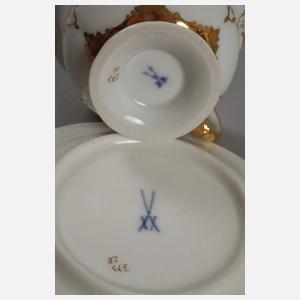Meissen Mokkatasse und Untertasse "B-Form"