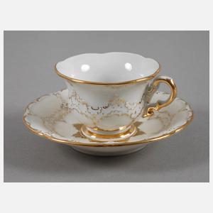 Meissen Mokkatasse und Untertasse "B-Form"