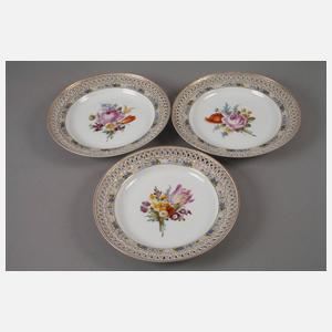 KPM Berlin sechs Durchbruchteller "Blumenbukett"