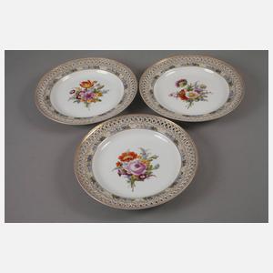 KPM Berlin sechs Durchbruchteller "Blumenbukett"