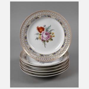 KPM Berlin sechs Durchbruchteller "Blumenbukett"