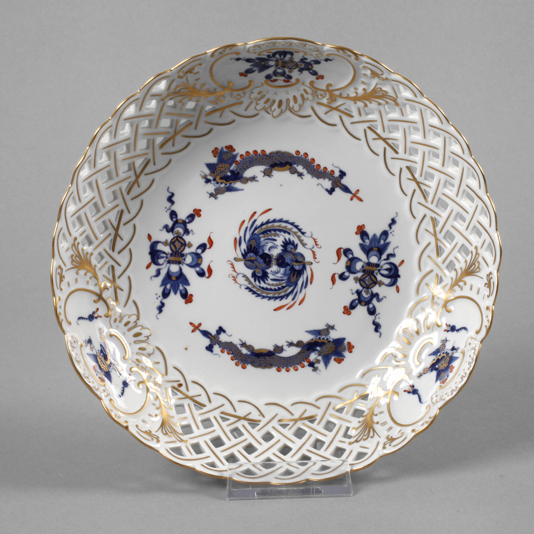 Meissen Durchbruchschale "Reicher Drache, kobaltblau"