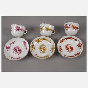 Meissen sechs Mokkatassen "Reicher Drache"