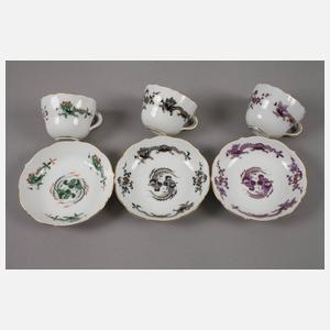 Meissen sechs Mokkatassen "Reicher Drache"