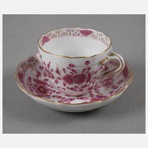 Meissen Mokkatasse "Indische Malerei, purpur"
