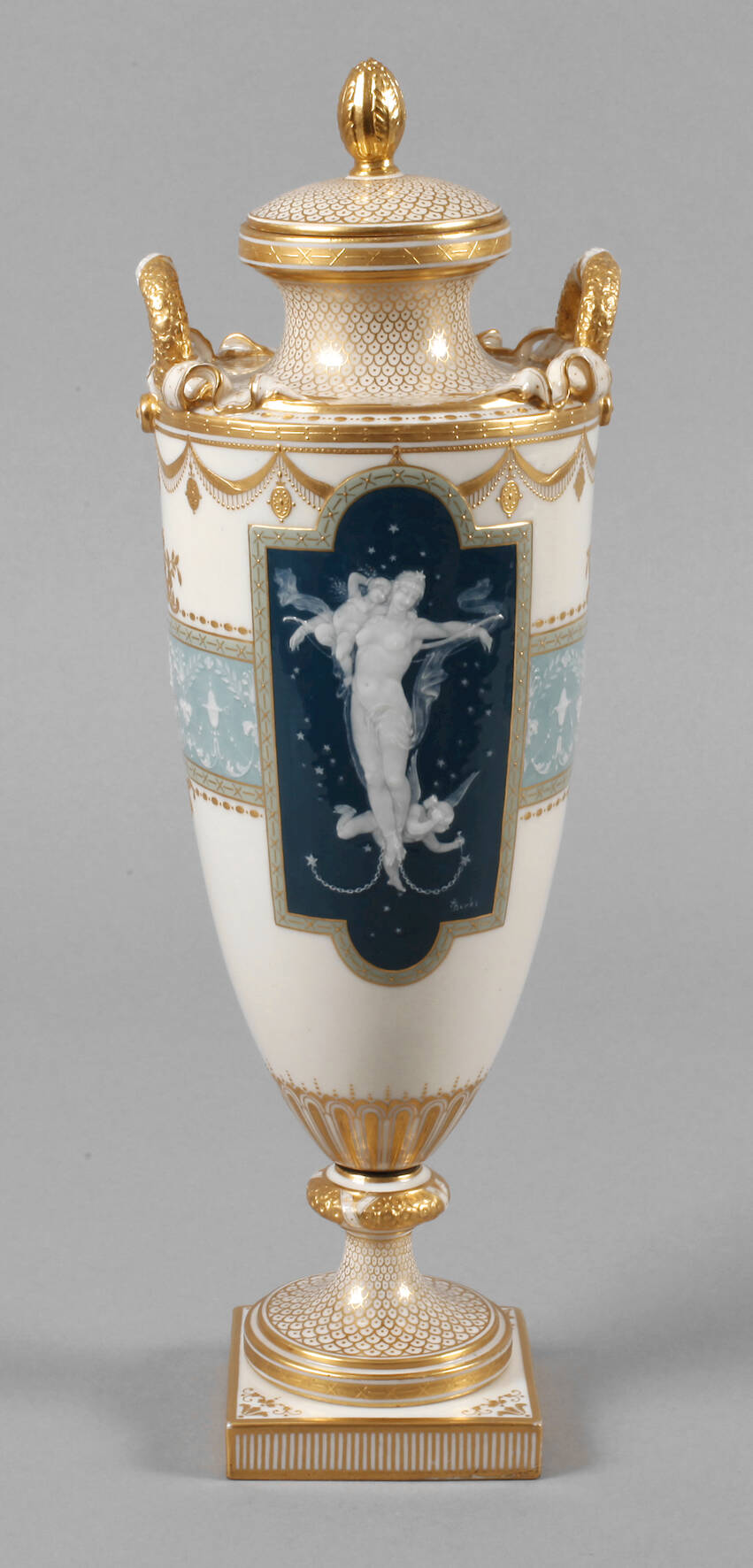 Minton Amphorenvase mit Pâte-sur-Pâte-Malerei