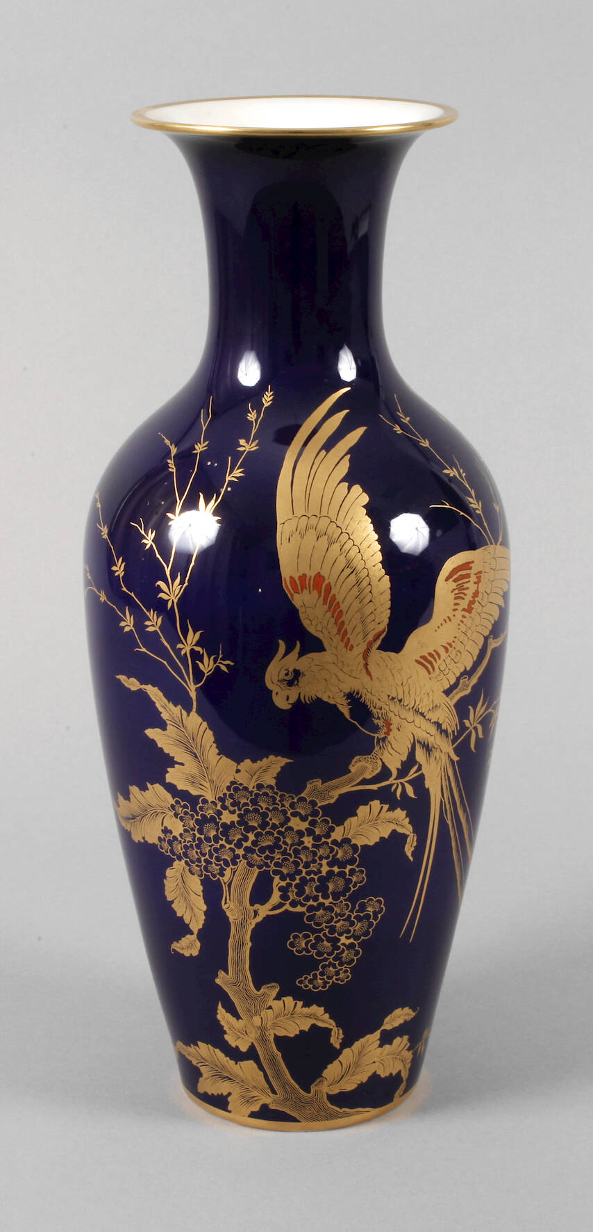 Rosenthal große Vase mit Papageimotiv