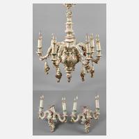 Volkstedt Kronleuchter und Paar Wandleuchter111