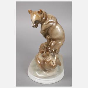 Zsolnay Pécs "Zwei spielende Bären"