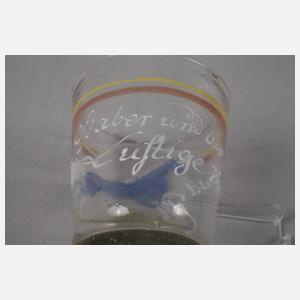 Spruchglas mit springendem Pferd