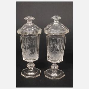 Fünf jagdliche Deckelpokale