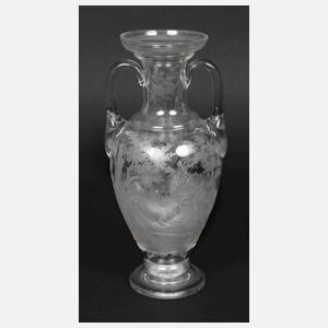 Böhmen jagdliche Henkelvase mit Tiefschnittdekor