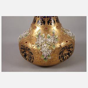 Murano übergroße Emailvase mit Blütenauflagen