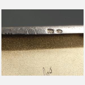 Silber feines Zigarettenetui mit Goldauflage