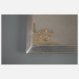 Silber feines Zigarettenetui mit Goldauflage