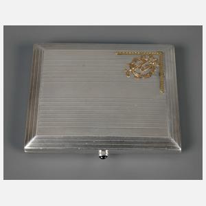 Silber feines Zigarettenetui mit Goldauflage