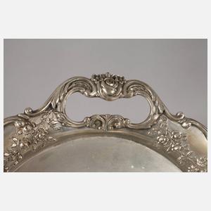 Großes Silbertablett mit Rosenranken