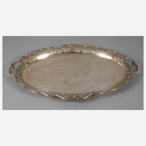 Großes Silbertablett mit Rosenranken