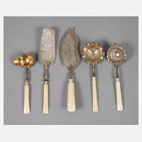 Silber fünf Vorlegeteile mit Elfenbeingriffen111