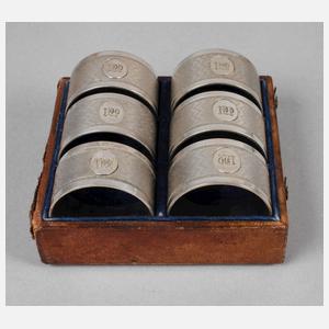 Sechs Serviettenringe im Etui