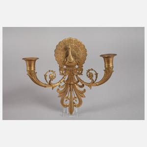 Paar Wandleuchter mit Pfau