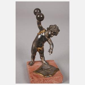Zwei Miniaturen Putti als Gewichtheber