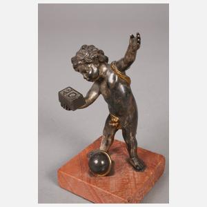 Zwei Miniaturen Putti als Gewichtheber