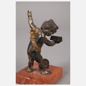 Zwei Miniaturen Putti als Gewichtheber