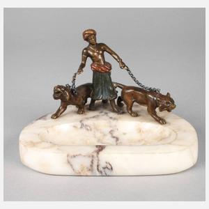 Wiener Bronze Orientale mit Raubkatzen auf Schale
