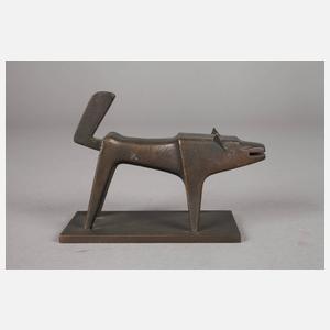 Kleinbronze kubistischer Hund