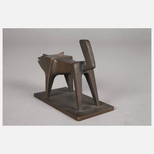 Kleinbronze kubistischer Hund