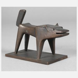 Kleinbronze kubistischer Hund