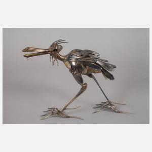 Zwei Vögel als abstrakte Besteckinstallation