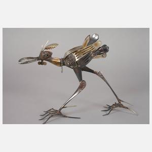 Zwei Vögel als abstrakte Besteckinstallation