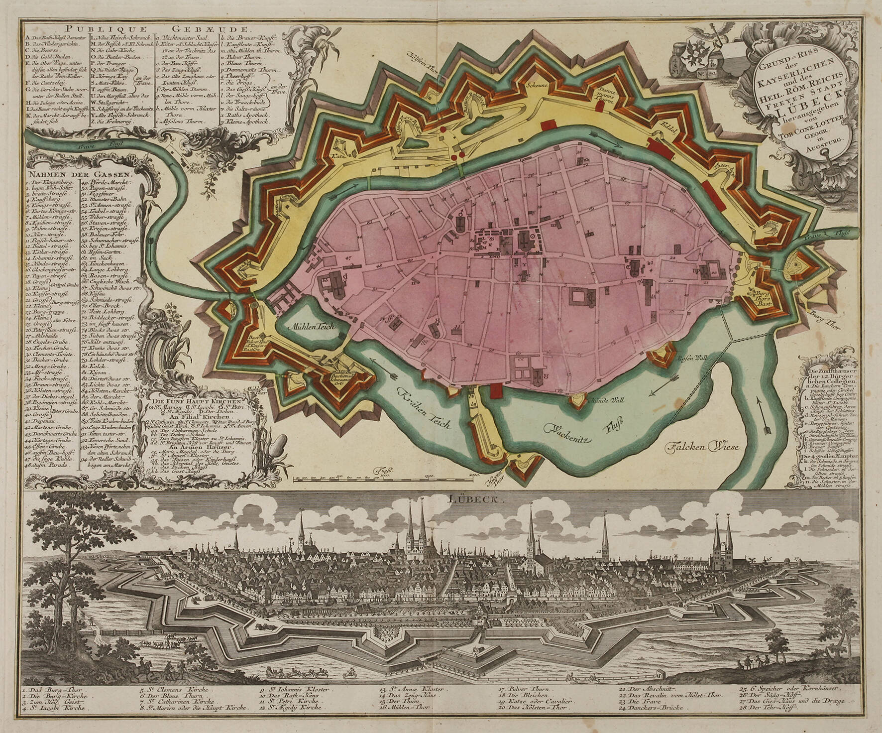 Tobias Konrad Lotter, Plan und Ansicht von Lübeck