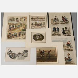 Konvolut mit Fahrrad- und Hochräderdarstellungen