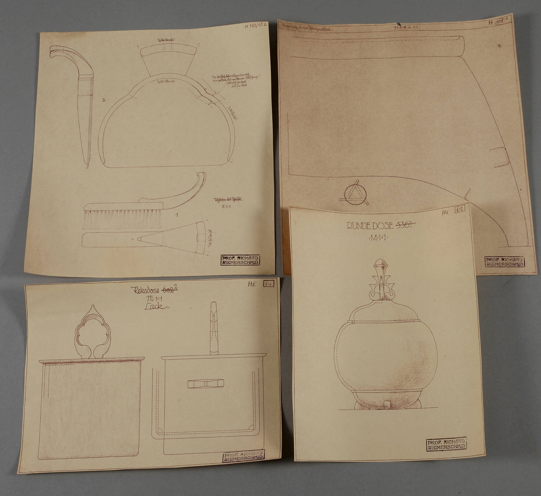 Prof. Richard Riemerschmid, Vier Entwürfe