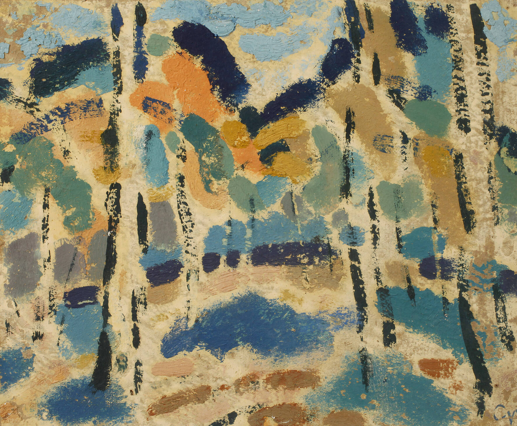 Ludwig Baehr, attr., "Pinien auf Mallorca"