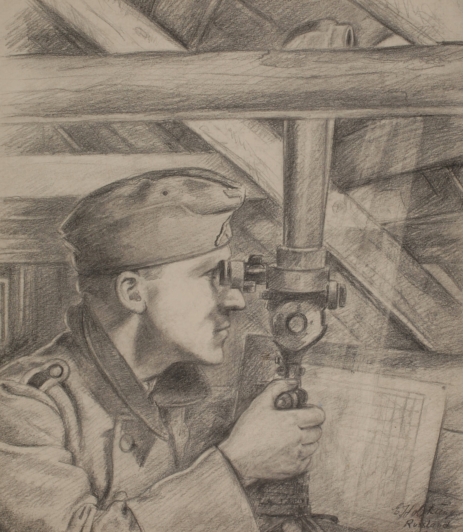 Ernst Holzhäuser, Soldat bei der Beobachtung