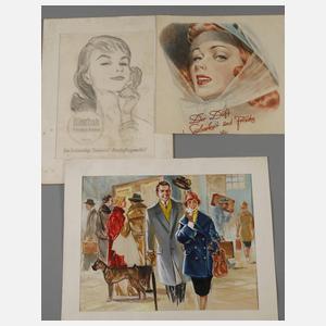 Paul Rudolph, attr., Drei Werbeentwürfe