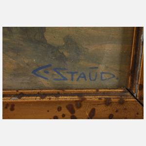 C. Staud, Feldweg mit blühenden Bäumen